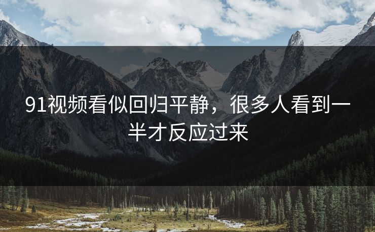 91视频看似回归平静，很多人看到一半才反应过来