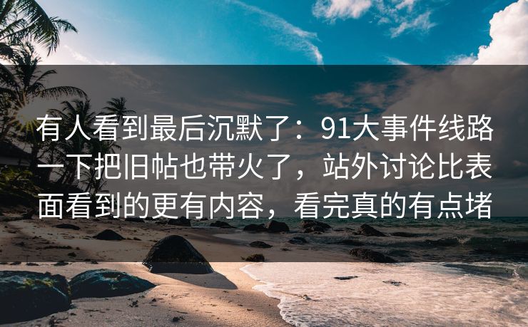 有人看到最后沉默了：91大事件线路一下把旧帖也带火了，站外讨论比表面看到的更有内容，看完真的有点堵