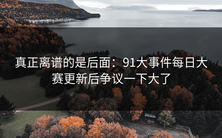 真正离谱的是后面：91大事件每日大赛更新后争议一下大了