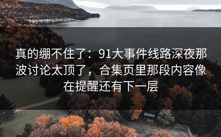 真的绷不住了：91大事件线路深夜那波讨论太顶了，合集页里那段内容像在提醒还有下一层