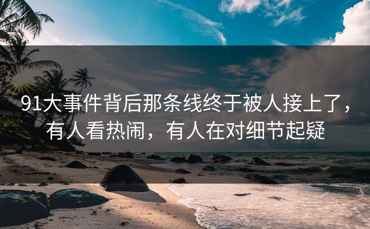 91大事件背后那条线终于被人接上了，有人看热闹，有人在对细节起疑