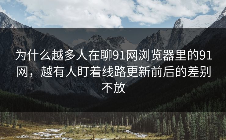 为什么越多人在聊91网浏览器里的91网，越有人盯着线路更新前后的差别不放