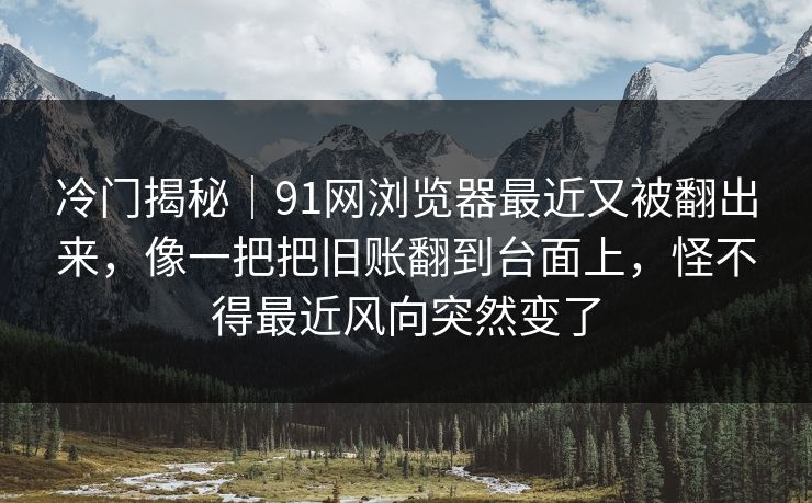冷门揭秘｜91网浏览器最近又被翻出来，像一把把旧账翻到台面上，怪不得最近风向突然变了
